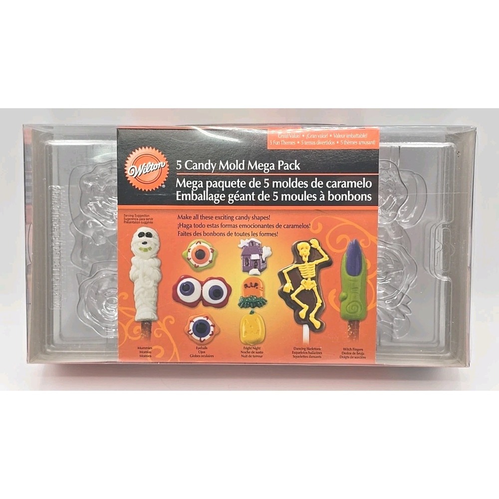 Wilton Halloween 5 Candy Mold Mega Pack Skeleton/Witch Finger Eyeball Halloween‎